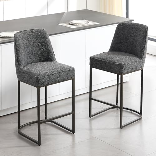 BV BONNE VIE Bar Stools Set of 2 27 inch Modern Barstools with High Back Armless Counter Stools with Legs and Back