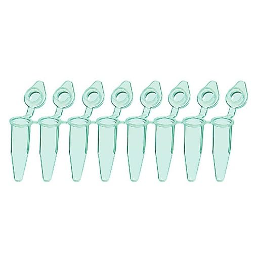 labForce3240-02 8-Strip Tubes with Individually Attached Dome Cap, Green, 0.2ml Capacity, Pack of 120