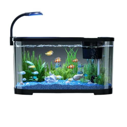 水槽 アクアリウム スターターキット 一体型水槽セット 18点セット 淡水海水用 熱帯魚/メダカ/金魚を育てよう 初心者向け ベタ 亀 水生動物用 組み立て簡単 多機能 オフィス 家庭装飾用 透明 新居祝い 30x20x19cm (ブラック)