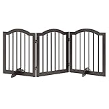 unipaws Freestanding Arch Step Over Dog Gate with Support Feet, Assembly-Free, Sturdy Wooden Structure, Foldable Design, Espresso (3 Panels, 20 inches Wide, 24 inches High)