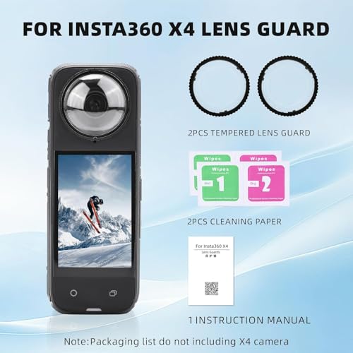 Image of DA-GODO Dual Lens Protector for Insta360 One X4 (2Pcs) - Tempered Glass Sticky Lens Cover, Anti-Scratch, Dustproof Protective Guard for Action Camera Accessories (X4-LG-2PC)
