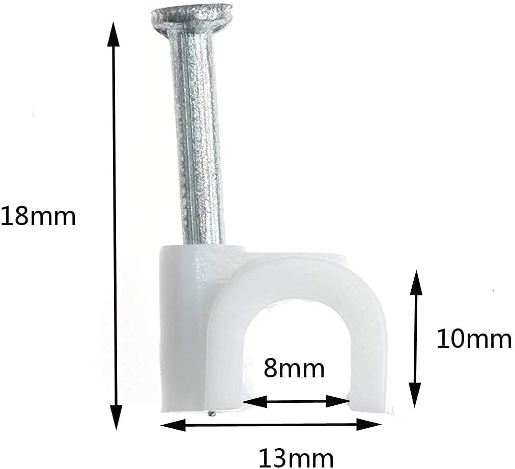 CCBORN 200 Pack Nail In Cable Clips Cable Management Ethernet Cable Nails Tacks Clips 7mm for RG6 Cat6 Cable - White
