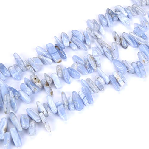 1 Strand Natural Blue Lace Agate Healing Gemstone Smooth Teardrop Point 7-23mm Pendant Drop Beads 15 Inch for Jewelry Craft Making GZ5-24