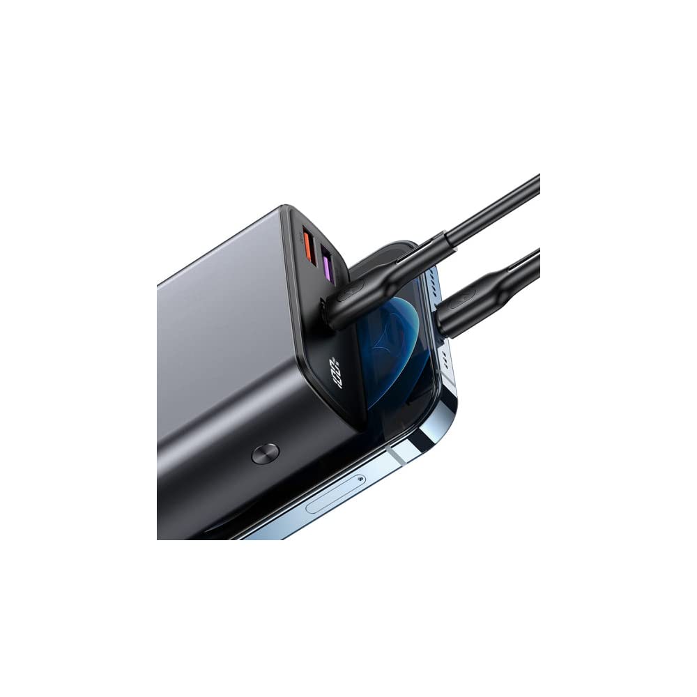 LITIONITE Capsule 65W / 30.000mAh Power Bank PD3.0 in Alluminio - 1x USB-C (65W Max) - 2x USB-A (QuickCharge 3.0) - Batteria esterna portatile per PC/Macbook/Surface/Notebook/Smartphone/Tablet