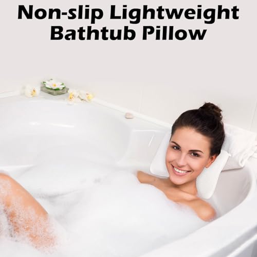 VMUTGA Badewannenkissen, Ergonomisches Kissen für das Badezimmer, Badekissen mit 2 starken Saugnäpfen, Spa-Badewannenkissen für Optimale Nacken Entspannung