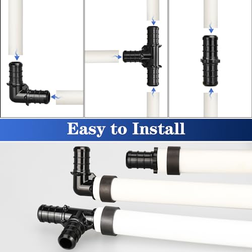 1/2" Poly PPSU Barb Crimp PEX Fitting, 30pcs PEX Fitting Combo, 10pcs Each Elbows Tees Straight Couplings, No Lead (30pcs, 1/2" Combo) - Image 5