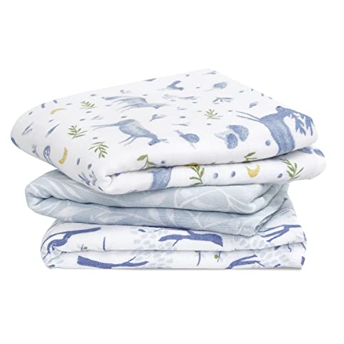 Aden + Anais Musy Squares – Paquete de 3 | Gran tejido de gasa 100% algodón | Esenciales unisex suaves y ligeros | Cloths para niñas y niños recién nacidos | Regalos para bebé