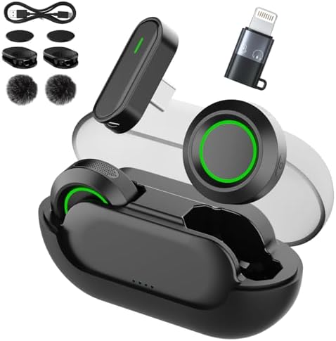 microfone de lapela sem fio (2TX+1RX), 100m Alcance, 40h Bateria,...