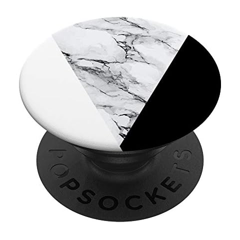 Marble-Effect - Geometric - White-Black-Chic-Design PopSockets Grip and Stand for Phones and Tablets Cover