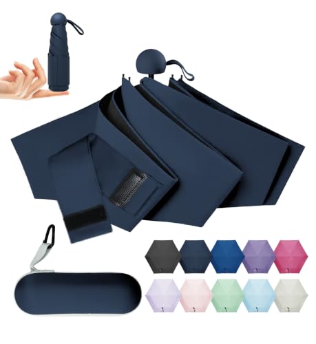 LILAC Mini Regenschirm Leicht & Kompakt, UPF 50+ UV-Schutz Taschenschirm für Damen Herren & Kinder, Kleiner Reiseschirm mit Hartschalen-Etui & Karabiner, 90cm Spannweite