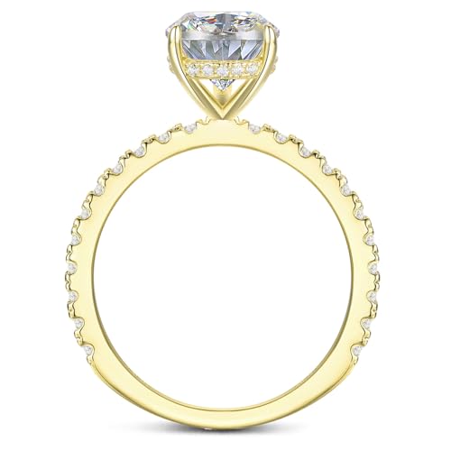 14K Gold 5-Prong 3.0 CT Pear Cut Moissanite Engagement Ring for Women Promise Rings4