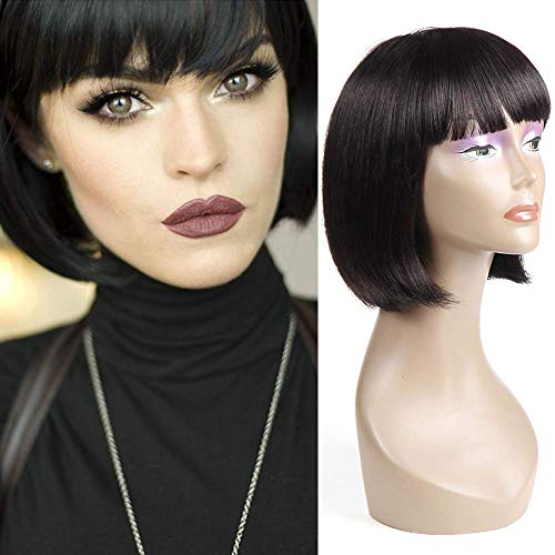 Diy-Wig Short Black Bob Wig with Bangs Cosplay Synthetic Hair Wig for White Black Women