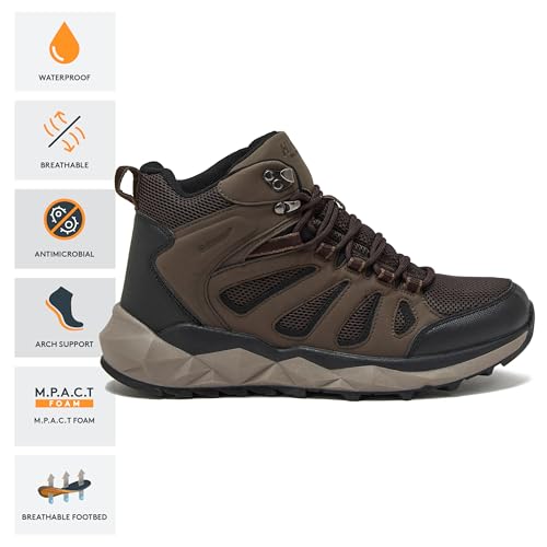 Image of HI-TEC Valley Geo Mid Waterproof Hiking Boots for Men, Lightweight Breathable Outdoor Trekking and Trail Sneakers
