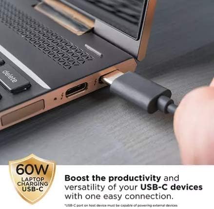 Connecting the UltraPro Elite USB-C Multiport Hub to a laptop's USB-C port for power and data