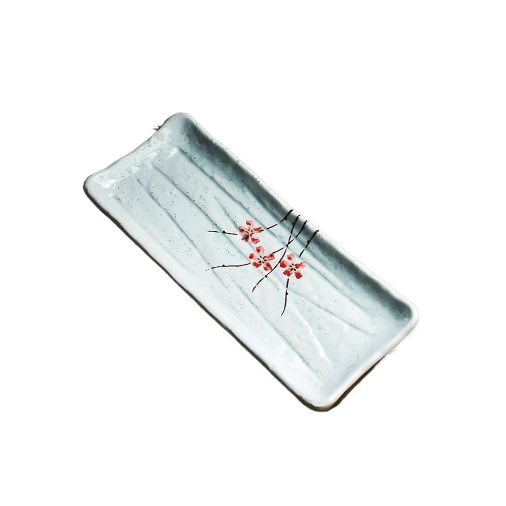 GFHTRELY Dinner Tray Rectangular Plate Ceramic Flat Plate Japanese Long Plate Household Dumpling Plate Dessert Plate Tableware Dinner Plate(C)