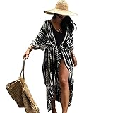 Jecarden Damen Strandkleid Bikini Cover Up für Damen Übergröße Strandponcho Damen Lose Sommer Pareos Lang Sommerkleid Damen Elegant Maxikleid Baumwolle für Urlaub Die Einheitsgröße