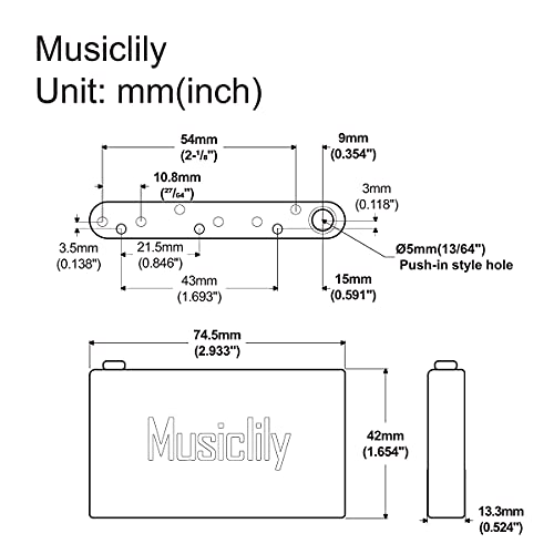 Musiclily Ultra 54mm Full Brass 42mm Tremolo Block for Wilkinson WVC/WVP Tremolo Bridge Strat Electric Guitar - Image 2