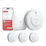 X Sense Détecteur de Fumée Connecté, Batterie Intégrée 10 Ans avec Station de Base SBS50, Fonction avec l’Appli, Compatible avec l’Application X SENSE Home Security, SD19 MN31