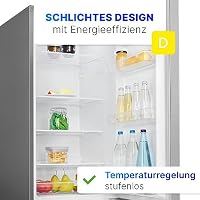 Bomann Kühlschrank mit Gefrierfach | Energieklasse D | 180cm | Kühl Gefrierkombination leise 39 dB | 4 Ablagen & 3 Schubladen | Türanschlag wechselbar | 269L Kühlgefrierkombi | KG 184.2 inox – Ansicht 2