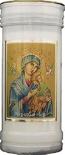 Our Lady Perpetual Help Candle 72 Hour Burn Prayer Saint Catholic 15cm White