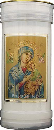 Our Lady Perpetual Help Candle 72 Hour Burn Prayer Saint Catholic 15cm White