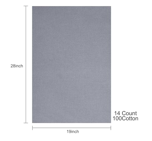 Image of Aida Cloth 14 Count Cross Stitch Fabric,19x28inch (14CT, Gray)