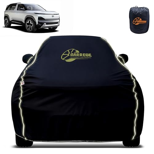 Image of Reflector Waterproof Car Cover for Tata Sierra Ev with Mirror & Antenna Pocket | All Weather Protection | Washable Fabric | Black Color