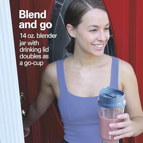 Hamilton Beach Portable Blender for Shakes and Smoothies with 14 Oz BPA Free Travel Cup and Lid, Durable Stainless Steel Blades for Powerful Blending Performance, Tranquil Blue (51172) - Image 2
