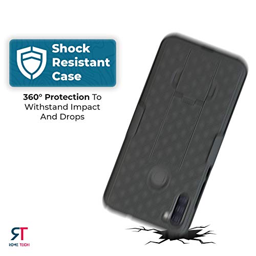 Rome Tech Holster Case With Belt Clip For Samsung Galaxy A11 [Only] Slim Heavy Duty Shockproof Shell Holster Combo - Rugged Phone Cover With Kickstand And Clip Holder For A11 Samsung - Black #TOP5