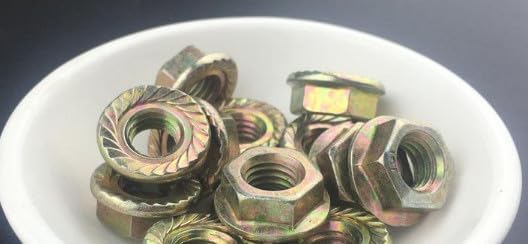 Galvanized six angle flanged nut with floral nut and toothed nut with antiskid belt M5