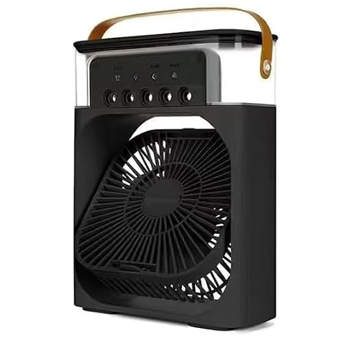 Generic Ice Blast Fan - Portable Mini Desk Fan with Mist Spray, 4-in-1 Personal Air Cooler, Icy Fan, Humidifier, LED Night Light (Midnight Onyx)