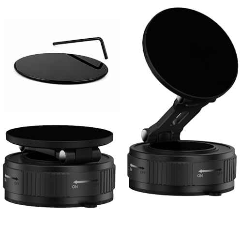 Image of RIGGEAR Vacuum Suction Magnetic Phone Mount, 360 Rotating Foldable Mobile Holder for Car, Office Desk, Mirror, Kitchen & Gym Use (AstroNexus Black)