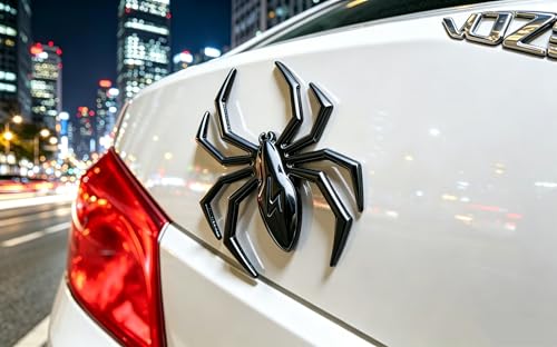 Image of 3D Spider Chrome Emblem Badge Sticker Decoration for Car, Truck, Motorcycle, RV, Scooter, SUV, Door, Window (Black Flash Spider)
