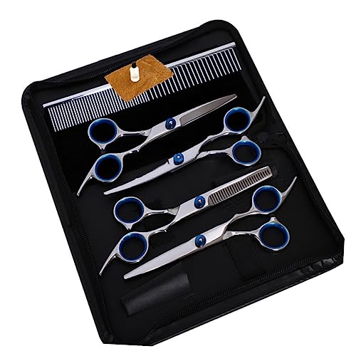 UPKOCH 8pcs Hairdressing Scissor Set for Pets Durable Blue Dog and Cat Hair Styling Tools Lightweight and Portable Professional Hair Cutter for Home and Salon Use