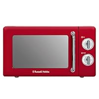 Russell Hobbs RHRETMM705R-N 17 L 700 W Red Compact Retro Solo Manual Microwave With 5 Power Levels, Timer, Defrost Setting, Easy Clean