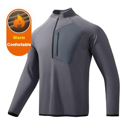 Men's Raglan Long Sleeve Shirts Tees 1/4 Zip Up Fishing Running Rash Guard T-Shirts Polar Fleece Outdoor Shirt2