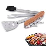 5 in 1 BBQ Multi Tool, Foldable & Portable Grill Tools Set for BBQ Grilling and Camping, Swiss Army Grill Utensil Set Stainless Steel Barbecue Accessories Gift for Men Father (with Bag)