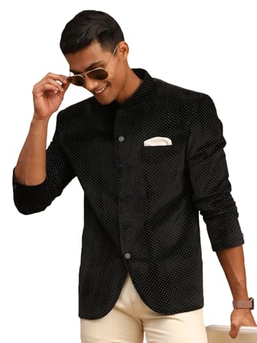 Image of VASTRAMAY Men's Velvet Jodhpuri | Velvet Polka Dot Jodhpuri Coat. The Threads of The Fabric Is Woven Tightly And Has A Long Lasting Sheen, This Jodhpuri Is Deservingly Called Prince Coat.