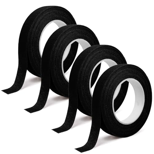 4 Pack Floral Flower Tape for Halloween Craft Decor Bouquet Wrapping, Black