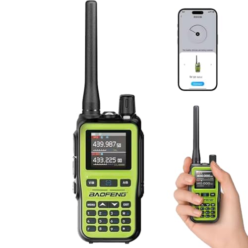 For UV-5R Two Way Radio, 5R MINI Dual Band Amateur Radio Ham Radio, 999 Channels, Bluetooth Programmable, AM/FM Receiver, Long Range Rechargeable Handheld Walkie Talkies (green)
