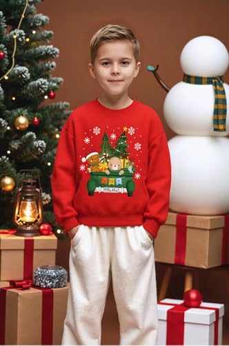 Kids Christmas Sweatshirt Boys Girls Santa Claus Toddler Ugly Xmas Shirt Crewneck Long Sleeve Graphic Top for 2-7T3