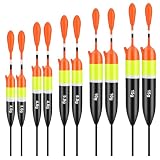 Arrowbash 10 Pcs Fishing Bobbers, Balsa Wood Slip Bobber Set, 3g/4g/5g/10g/15g (≈0.11oz-0.53oz) Vertical Fishing Float for European Carp Fishing&Long Casting