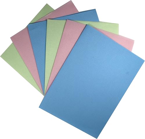 Image of KCS 4 /6 pc of 12 inch x 18 inch 30cmx45cm 16CT Counted Cotton Aida Cloth Cross Stitch Fabric (Light Blue+Pink+Light Green, 6 pc)