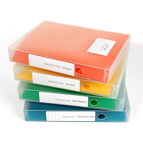 Image of 4 Packs A4 Paper Storage Boxes, 8.5 x 11 Plastic Portable Project Case for US Letter Size, Multi-Purpose Thick Scrapbook Storage Box for Office