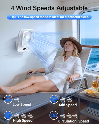 scenein Small Wall Mount Usb Fan with Magnetic Base for Cruise Ship Cabin - image 5