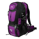 OcioDual Mochila Senderismo 50 Litros, Mochila Trekking, Montaña y Camino de Santiago, Multifuncional, Ligera, Mochilas Hombre para Camping, Acampada, Marcha Nórdica, Supervivencia, Purpura