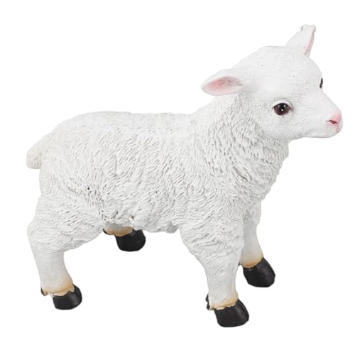 SIXRUN Statue de Mouton en Résine, Sculpture d'agneau Réaliste Faite à la Main, Décoration de Jardin Intérieure et Extérieure