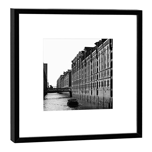 Photographie dans un cadre en bois Speicherstadt Hambourg COGNOSCO noir 52x52 cm