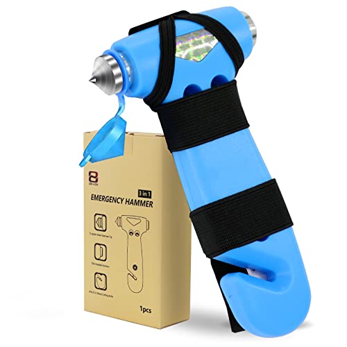 ZEN HON Car Safety Hammer for Lady, Blue 3-in-1 Emergency Escape Tool with Window Breaker and Seat Belt Cutter, Safety Emergency Car Escape Tool Gift for Family
