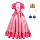 ZALOORIY Princess Costume Adults Princess Dress for Women Halloween Dress Up Outfit (Peach, XL)
